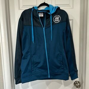 Blue men’s athletic zip-up hoodie, Size L